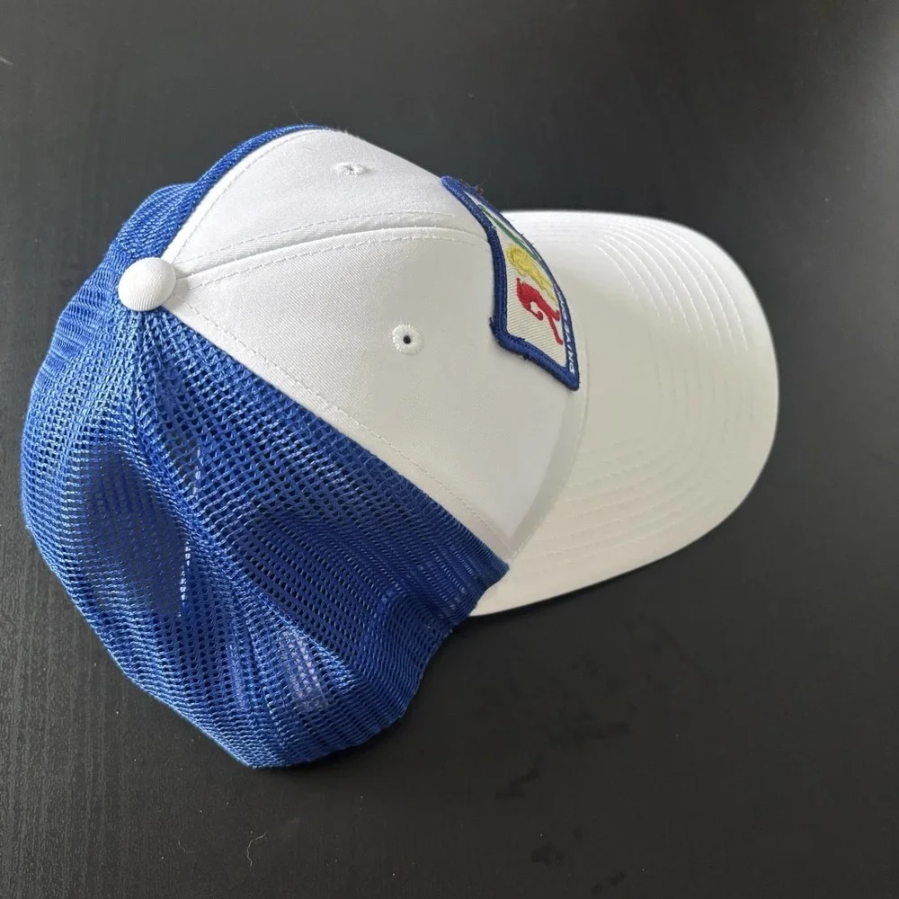 Drive Chip & Putt Golf Hat White Blue Mesh Trucker SnapBack OSFM Drive Chip Putt